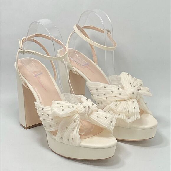 Loeffler Randall Natalia Crystal-Embellished Bow Platform Sandals size 10.5 - Picture 5 of 13